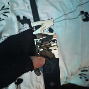 MCM Black Belt with Silver Buckle